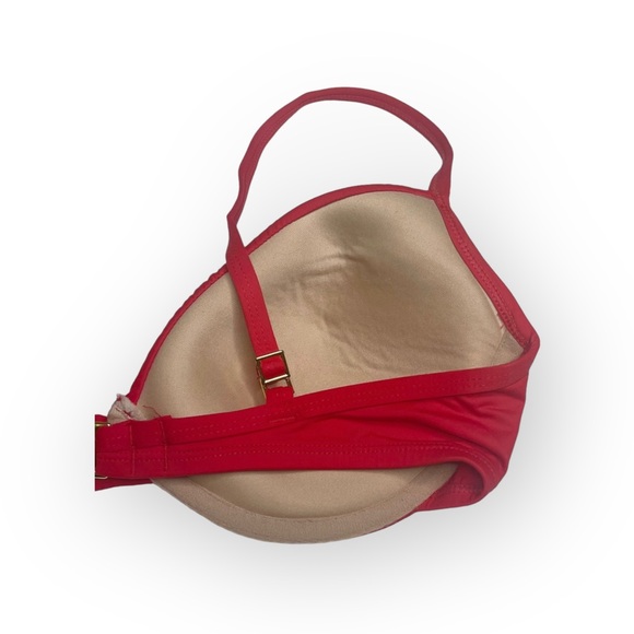 La Blanca ᯾ Whipstich Grommet Detailed Underwire Cup Bikini Top ᯾ Red ᯾ Large - Picture 7 of 16